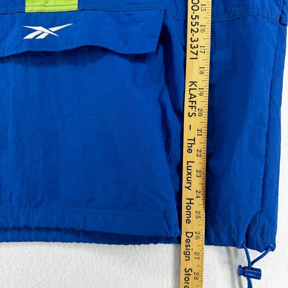 REEBOK Jacket Mens M Hoodie Windbreaker Vented Mesh Nylon Rain Coat Blue VTG - Picture 14 of 15